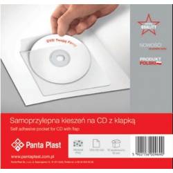 Kieszeń samoprzylepna na cd z klapką PVC 120 x 120 mm x 10 szt