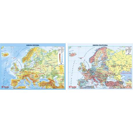 Podkład na biurko, mata ochronna dwustronna, z mapą Europy