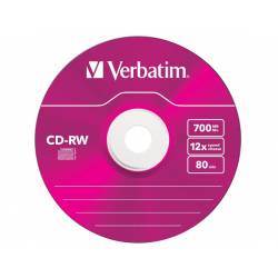 Płyta VERBATIM CD-RW slim jewel case 700MB 12x Colour