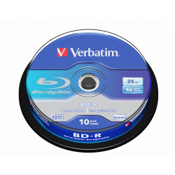 Płyta VERBATIM BD-R SL Blue-ray cake box 10, 25GB 6x