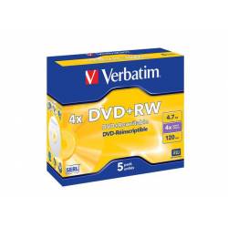 Verbatim DVD+RW, 4.7GB, x4, 5pack JC