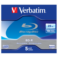 Płyta VERBATIM BD-R SL Blue-ray jewel case 5, 25GB 6x