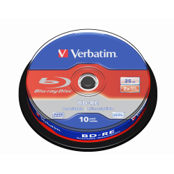 Płyta VERBATIM BD-RE SL Blue-ray cake box 10, 25GB 2x, Rewritable