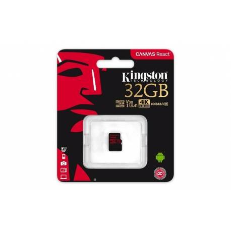 Kingston karta pamięci microSDHC Canvas React U3 UHS-I V30 | 32 GB