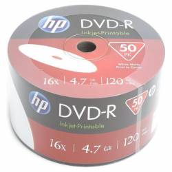 HP DVD-R, 4.7GB, x16, WHITE FF InkJet Printable White, spindel 50