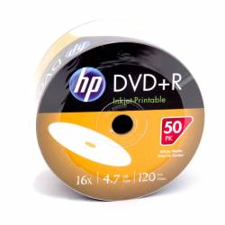 HP DVD+R, 4.7GB, x16, WHITE FF InkJet Printable White, spindel 50