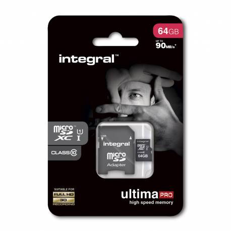 Integral karta pamięci micro SDHC/XC Cl10 Class 10 64GB + adapter