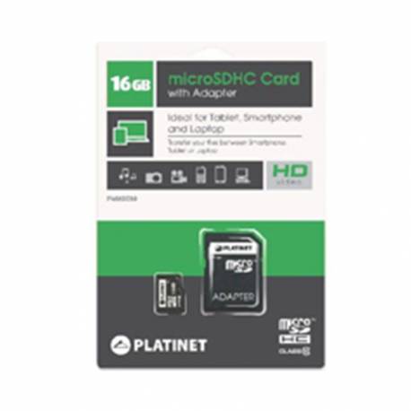 Platinet karta pamięci microSD class 10 + adapter SD, 16GB