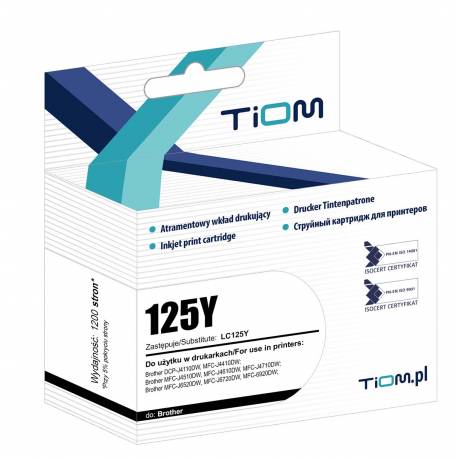Tusz Tiom do Brother LC125Y, DCP-J4110, yellow