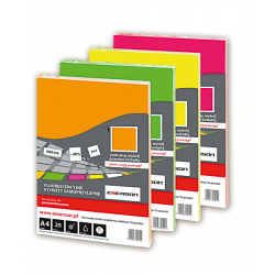 Etykiety samoprzylepne kolorowe A4, różowe, 25 arkuszy Emerson, fluor