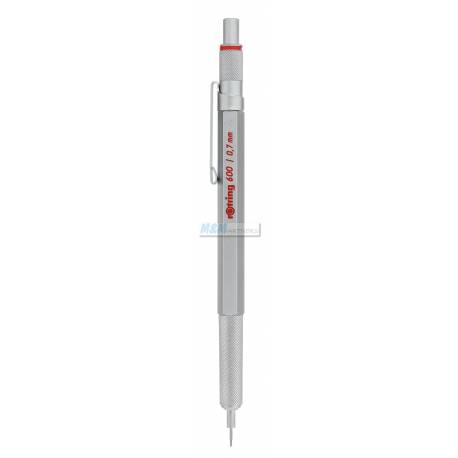 Ołówek automatyczny, Rotring 600 0.7 mm, mechaniczny, metalowy, srebrny
