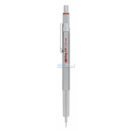 Ołówek automatyczny, Rotring 600 0.5 mm, mechaniczny, metalowy, srebrny