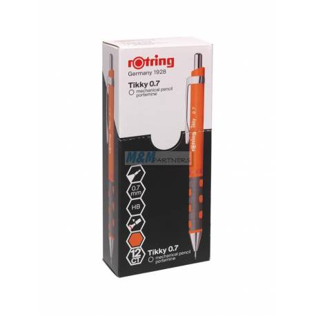 Ołówek automatyczny Rotring Tikky 0.7 mm, mechaniczny, neon pomarańczowy