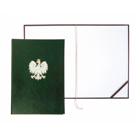 Okładka na dyplom, oprawa A4, z orłem kolorowym, zieleń