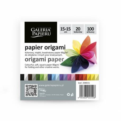 Papier do origami mix kolorów 15x15cm 100ark./opak. 80g