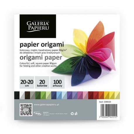 Papier do origami mix kolorów 20x20cm 100ark./opak. 80g
