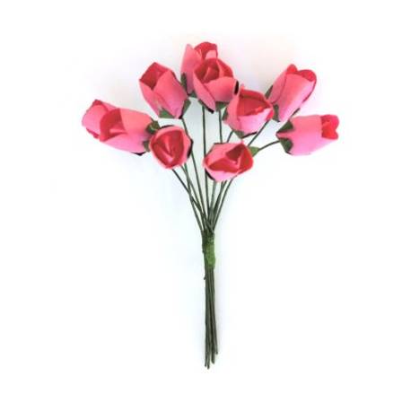 Kwiaty papierowe BUKIECIK-TULIPANY, 10 sztuk., różowy