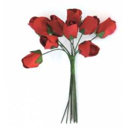 Kwiaty papierowe BUKIECIK-TULIPANY, 10 szt./op., czerwony