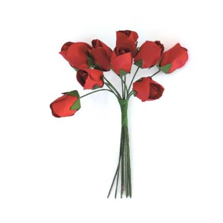 Kwiaty papierowe BUKIECIK-TULIPANY, 10 sztuk., czerwony