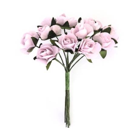 Kwiaty papierowe BUKIECIK- RÓŻE, 12 sztuk., różowy