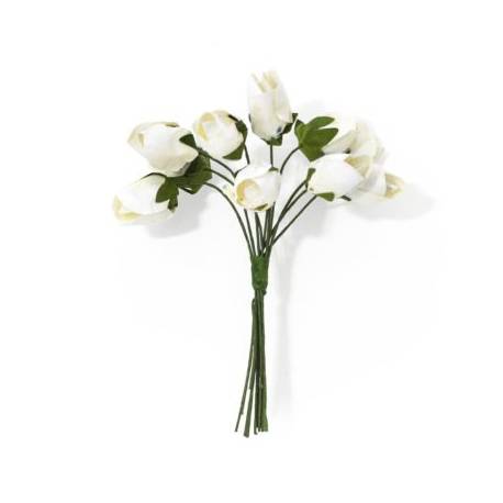 Kwiaty papierowe BUKIECIK-TULIPANY, 10 sztuk., biały