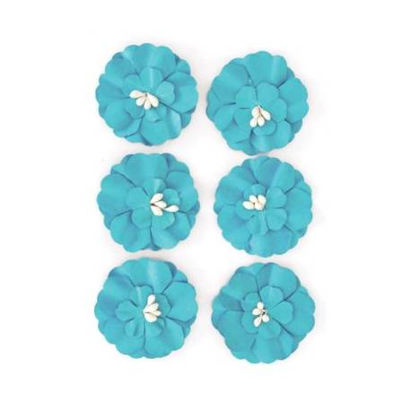 Kwiaty samoprzylepne papierowe CYNIA, 6 sztuk., niebieski