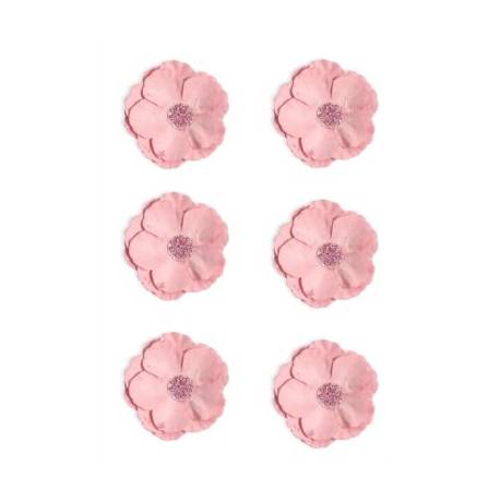Kwiaty samoprzylepne papierowe CLEMATIS, 6 sztuk., różowy