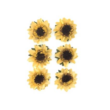 Kwiaty samoprzylepne papierowe SŁONECZNIK, 6 sztuk., żółty