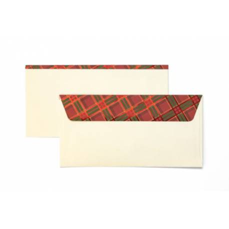 Koperty DL ozdobne, kolorowe koperty świąteczna KRATKA kremowy 120g, 10 szt