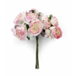 Kwiaty papierowe BUKIECIK- PIWONIA, 10 szt./op., różowy