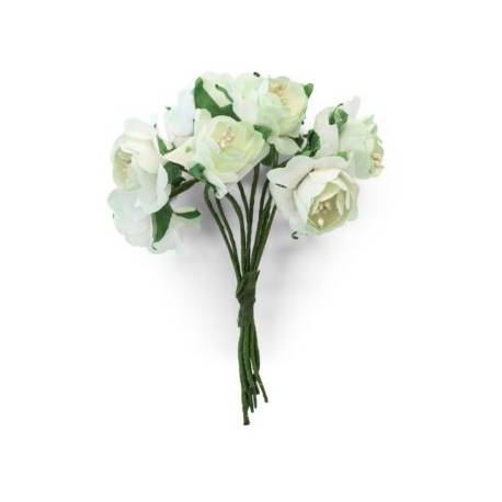 Kwiaty papierowe BUKIECIK- PIWONIA, 10 sztuk., biały