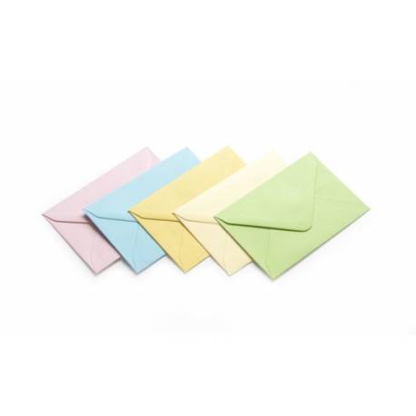 Koperty na wizytówki, ozdobne koperty 70x100 mm, satynowana mix kolorów pastelowych 130g, 50szt.