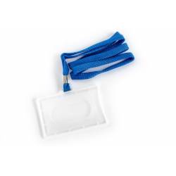 Holder plastikowy na smyczy, identyfikator personalny, z taśmą niebieską, 1 sztuka