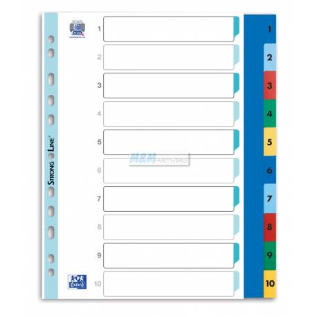 Przekładki do segregatora, plastikowe przekładki A4 Maxi PP, Elba Numeryczne (1-10) kolorowe