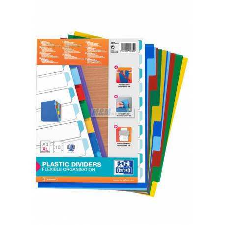 Przekładki do segregatora, plastikowe przekładki A4 Maxi PP, Elba, kolorowe, 10 kart