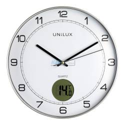Zegar ścienny, wiszący na ścianę, do biura, Unilux Tempus, 30,5 Cm Ø, Termometr
