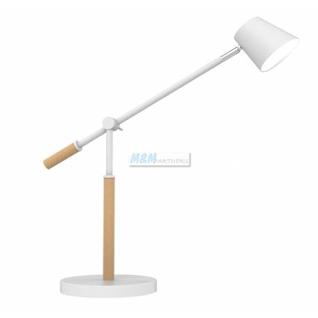 Lampka biurkowa Unilux VICKY biała/drewno, dotykowy włącznik,