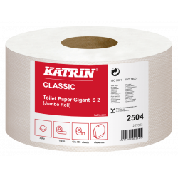Papier toaletowy Katrin Classic Gigant S 2, 2504, biały, 2 warstwy, 600 listków, 12 rolek, Ø 18cm, dł- 150 m