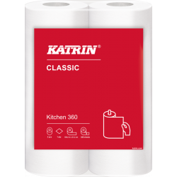 Ręczniki kuchenne Katrin Classic 360, 2467, super biały, 1 warstwy, Ø 12,5cm, dł- 100 m, 2 rolki