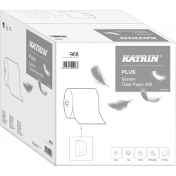 Papier toaletowy Katrin Plus System Toilet 3P, 968, super biały, 3 warstwy, 500 listków, 36 rolek, Ø 13,5cm, dł- 60 m