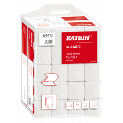 Ręczniki papierowe, składane, Katrin Classic ZZ 1, 64472, biały, 1 warstwy, 300 listków, 20 szt,