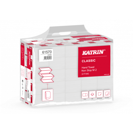 Ręczniki papierowe, składane, Katrin Classic NS M2, 61570, biały, 2 warstwy, 160 listków, 25 szt,