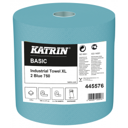 Czyściwa papierowe Katrin Basic XL 2 , 445576, niebieski, 2 warstwy, 750 listków, 2 rolki, Ø 28cm, dł- 187,5 m