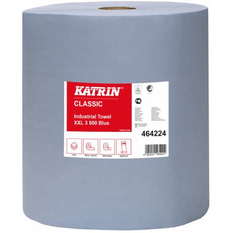 Czyściwa papierowe Katrin Classic XXL 3 , 464224, niebieski, 3 warstwy, 500 listków, 2 rolki, Ø 29cm, dł- 190 m