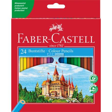 Kredki Faber Castell, ołówkowe, drewniane, 24-kol. + temperówka