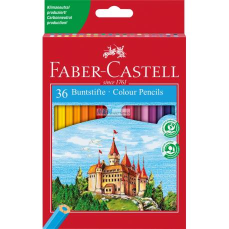Kredki Faber Castell, ołówkowe, drewniane, 36-kolorów w op. Karton