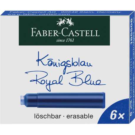 Naboje atramentowe krótkie, niebieskie, 6 szt Faber Castell