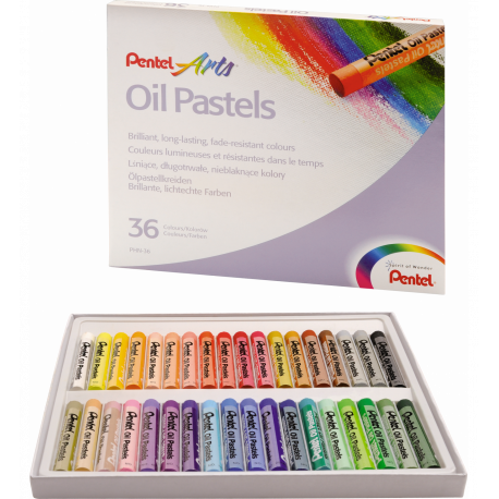 Pastele olejne Pentel, miękkie pastele w kredce, PHN-36, 36 kolorów