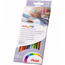 Kredki akwarelowe Pentel, 12 kolorów, do tworzenia wodnych obrazów