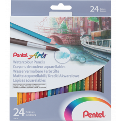 Kredki akwarelowe Pentel, 24 kolory, do tworzenia wodnych obrazów